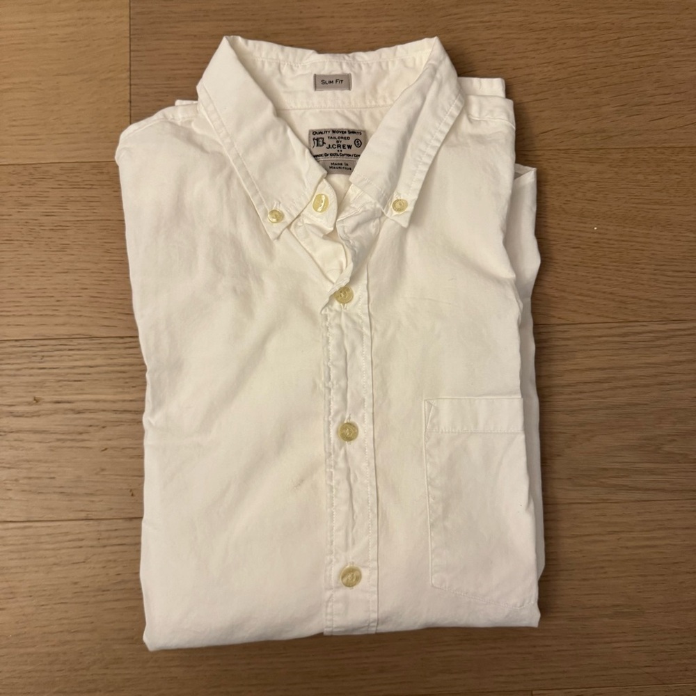 J. Crew White Slim Fit Casual Button Down Shirt